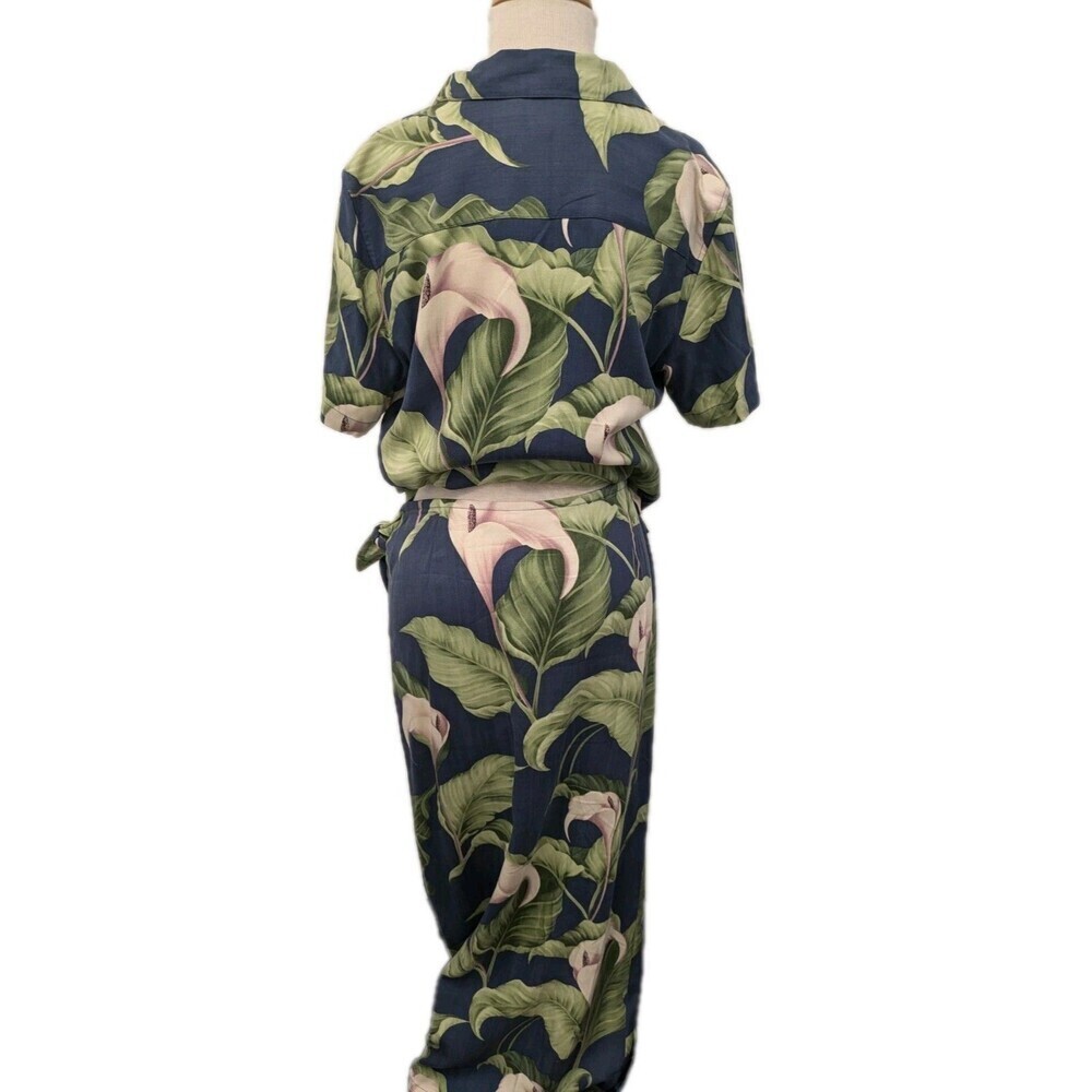 100% Silk Tommy Bahama Floral Hawaiian Top Wrap Skirt Set sz M Lily Resortwear - Picture 12 of 14